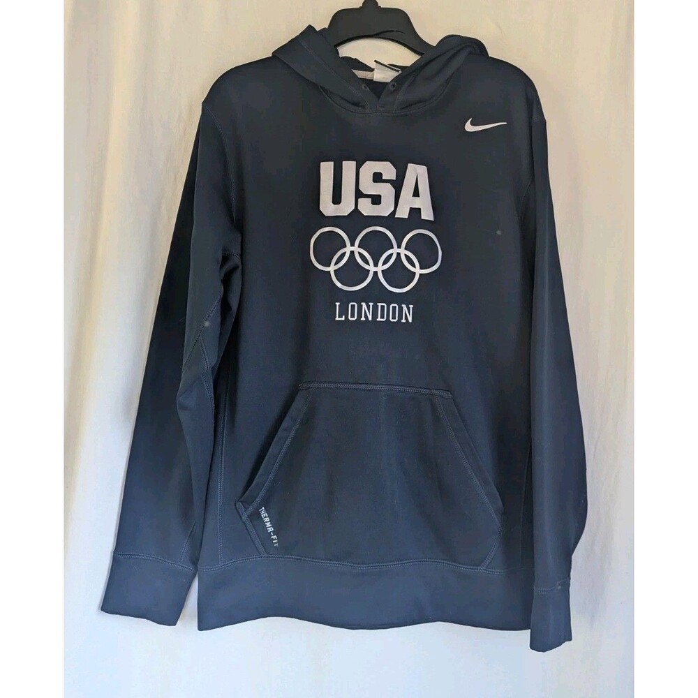 Team USA London Nike Hoodie Mens S Navy Blue Olympics Therma- Fit Sweatshirt
